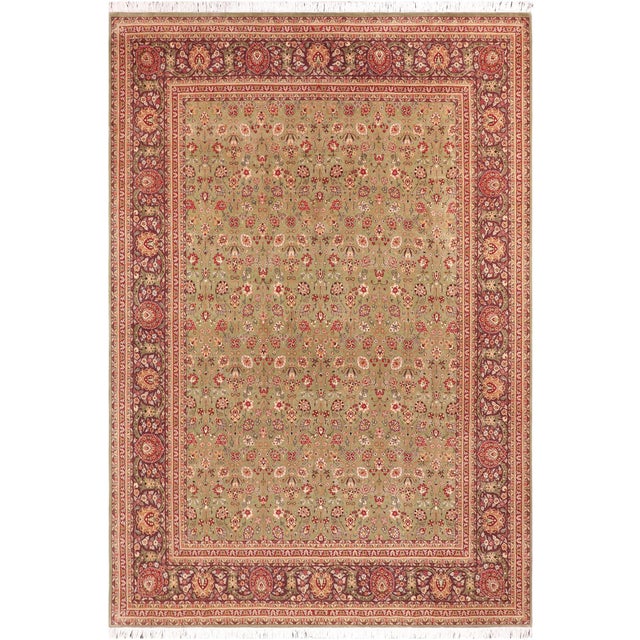 Elegant Floral 1990's Pak-Persian Green/Aubergine Wool Rug - 9'1'' X 11'4'' For Sale - Image 9 of 9