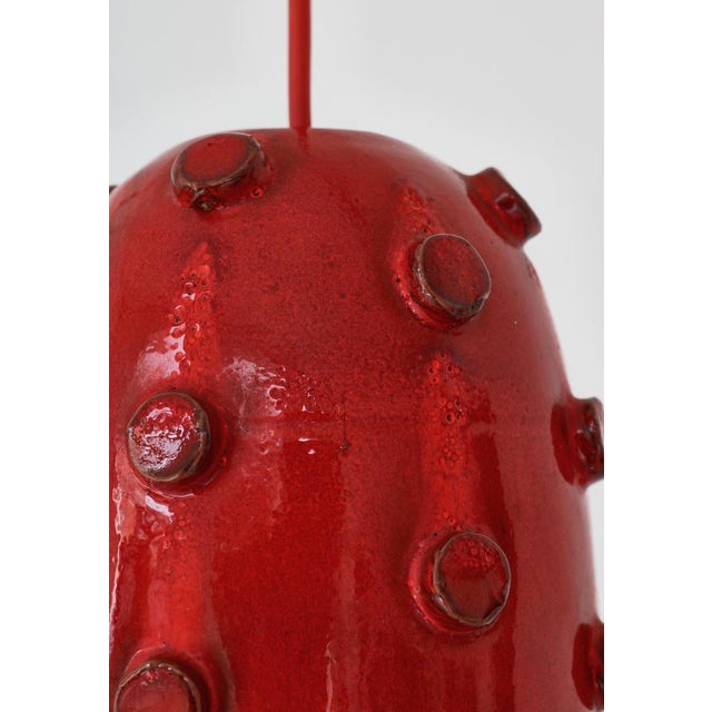 Danish Modern Red Ceramics Pendants attributed to Jette Hellerøe for Axella Studio, 1970s, Set of 2 For Sale - Image 10 of 15