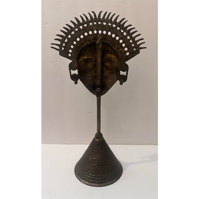 Vintage Tribal Face Sculpture on Base For Sale - Image 12 of 12