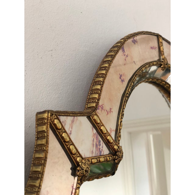 Large Vintage Venetian Brass Mirror – Gold Hollywood Regency, Spanish 1990s For Sale - Image 9 of 12