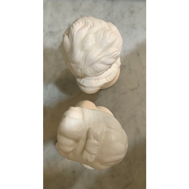 Ceramic Pair of Blanc De Chine 9” Busts of Victorian Revival Style Children Made by Napco in the 60’s. For Neoclassical, Traditional, Eclectic or Baby Nursery For Sale - Image 7 of 9