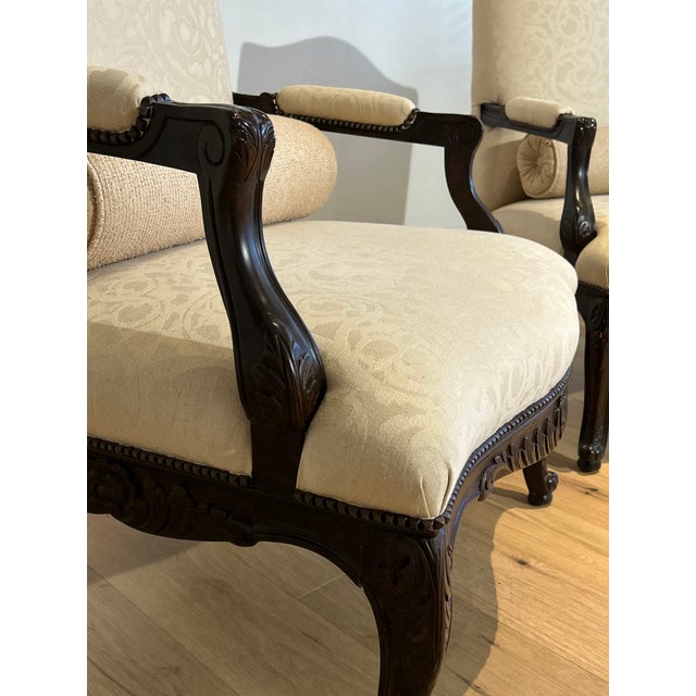 French 1990s Pair Custom French Bergere Chairs For Sale - Image 3 of 8