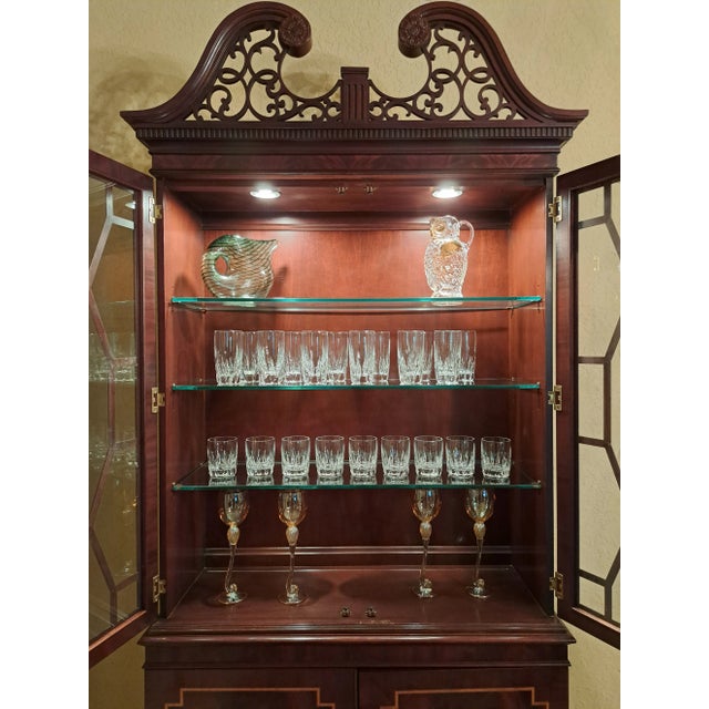 Councill Dining Room Regency Display Cabinet With Pierced Pediment/Late 20th Century For Sale In Tampa - Image 6 of 12