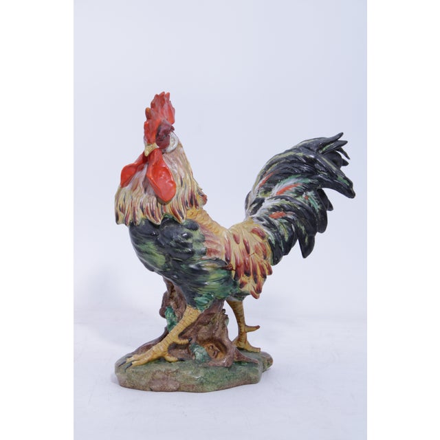Vintage Pair of Corbet Italian Majolica Porcelain Roosters - Signed For Sale - Image 11 of 18