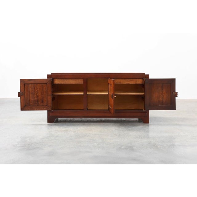 1940s Art Deco Carved Geometric Sideboard in Oak by Charles Dudouyt, 1940 For Sale - Image 5 of 18