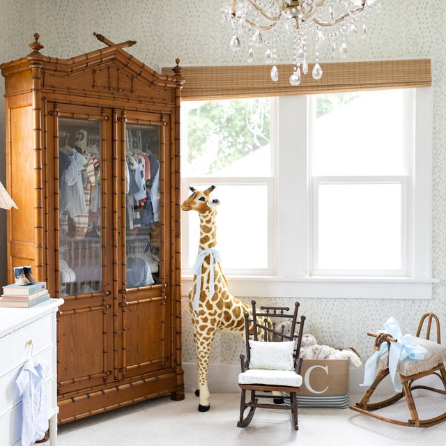 19th Century French Faux Bamboo Armoire With Double Glass Doors and Pagoda Top For Sale In Oklahoma City - Image 6 of 17