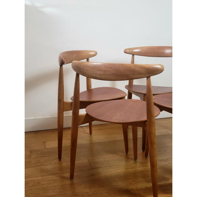 Fritz Hansen FH4103 Heart Chairs for Fritz Hansen by Hans J. Wegner, 1960s, Set of 4 For Sale - Image 4 of 18