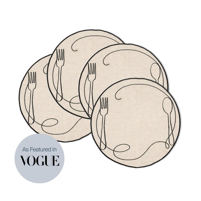 An elegant palette gets a playful twist with embroidered cutlery in the Line Drawing Collection’s signature sketched...