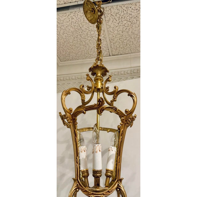 1990s Myran Allan Luxury Lighting French Louis XV Bronze Dore Lantern For Sale - Image 5 of 7