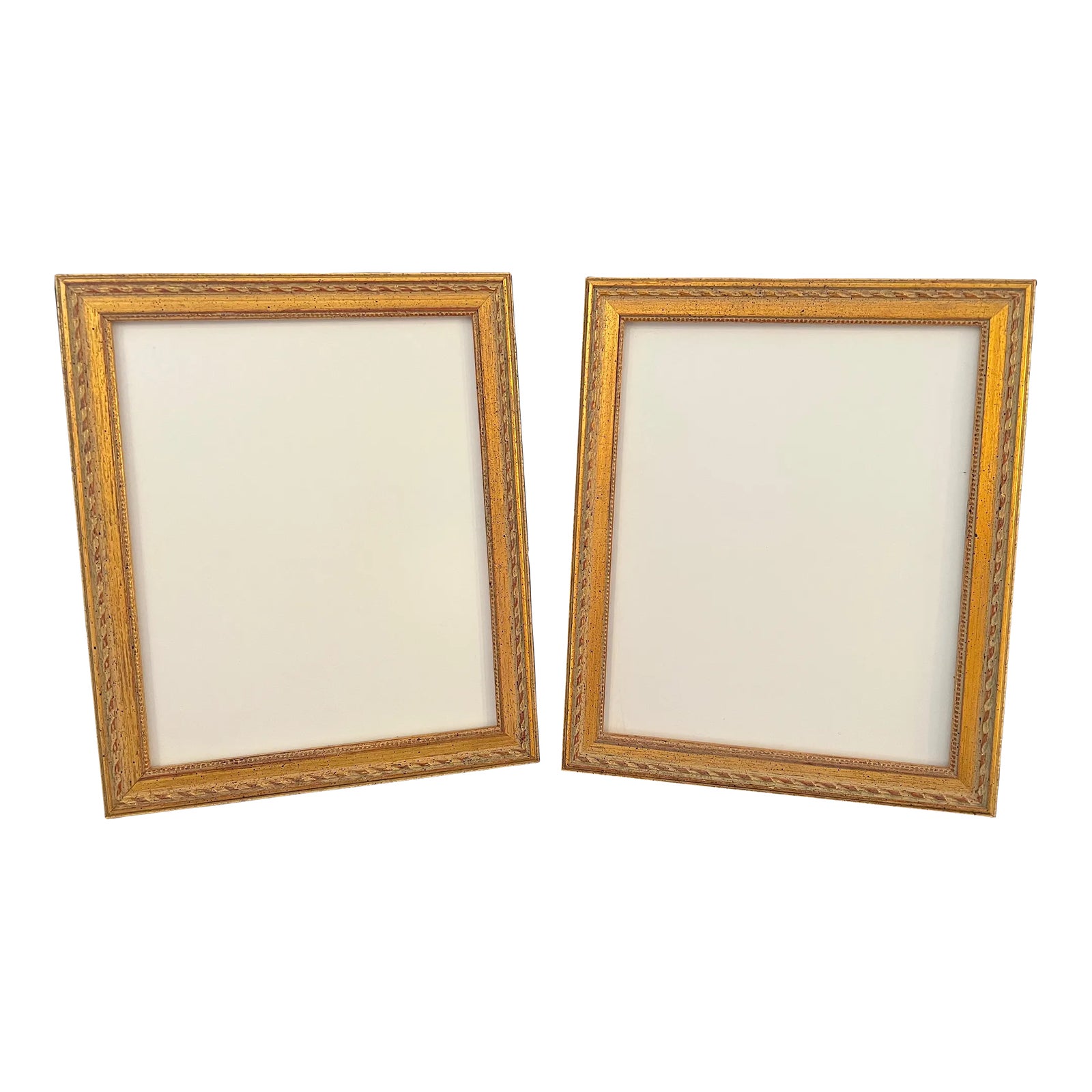 Pair of Vintage Italian Gold Wood Picture Frames Under Glass Chairish