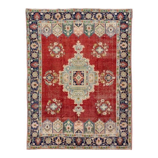 Vintage Handmade Persian Red Medallion Wool Rug 9'6" X 12'10" For Sale