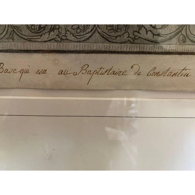 19th Century Drawing of Architectural Column Base From Constantine Baptistry, Framed For Sale - Image 9 of 11