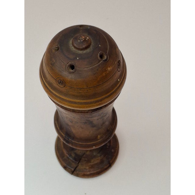 Brown Antique Bezalel Jerusalem Olive Wood Spice Box Besamim Holder 1920s Palestine Era For Sale - Image 8 of 18