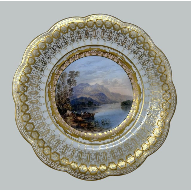 Antique Pair Cabinet Plates Hand Painted Lakes Killarney Kerry Ireland Irish 19Ct For Sale - Image 6 of 11