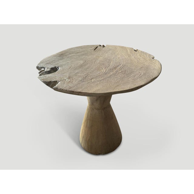 Andrianna Shamaris St. Barts Organic Teak Wood Round Table For Sale - Image 9 of 18