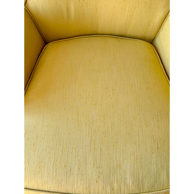1960s Vintage Yellow Silk Armchair For Sale - Image 5 of 6