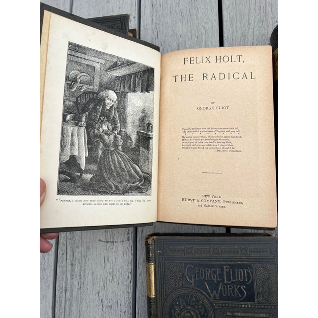 Black Set of 8 Antique Books Circa 1887 Works Novels by George Eliot Black and Gold For Sale - Image 8 of 18