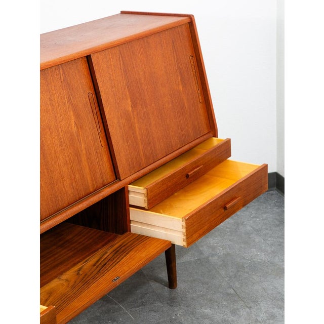 Mid Century Danish Modern Credenza Sideboard Central Bar Teak MCM 6 Drawers 78" For Sale - Image 12 of 12