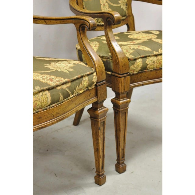 Brown Vintage Hollywood Regency Keyhole Back Fireside Lounge Arm Chairs - A Pair For Sale - Image 8 of 12