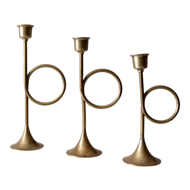 Vintage Candlestick Holders Set/3 For Sale