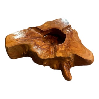 Vintage Wood Burl Cigar Ashtray For Sale