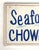 Circa 1950s/60s wood hand lettered red, white and blue Seafood Chowder sign. Sign is one sided. Sign has holes where once...
