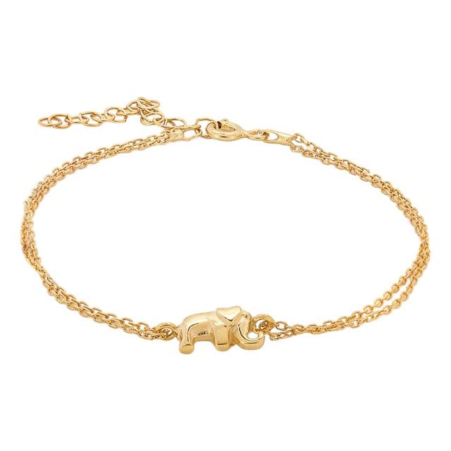 Dainty Gold Lucky Elephant Bracelet For Sale