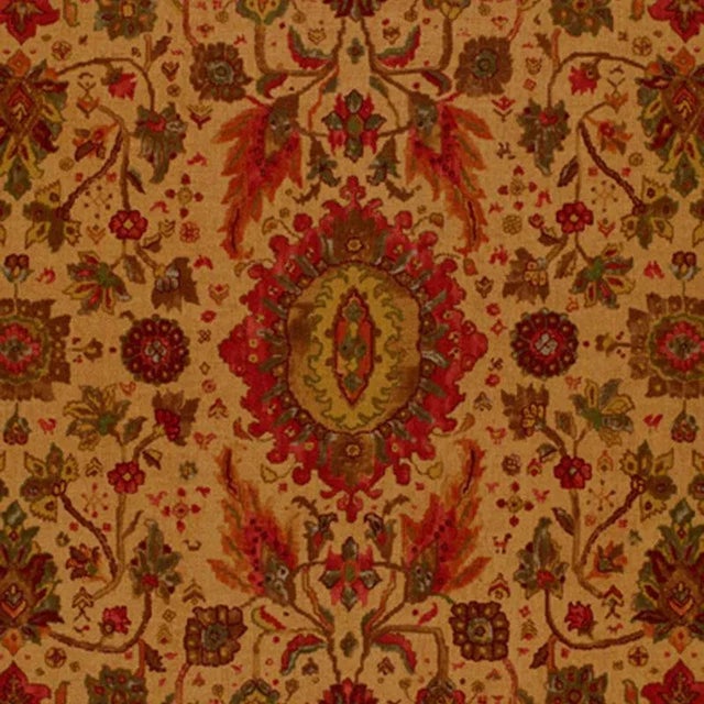 Schumacher Jahanara Rug Fabric in Tea Leaf For Sale