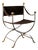 Hollywood Regency Steel, Brass and Leather Savonarola Chair in the style of Maison Jansen, 1960s For Sale