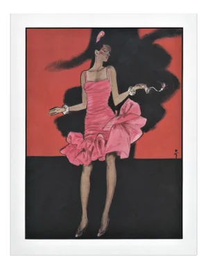 Matted Yves Saint Laurent French Vintage Fashion Print by Gruau