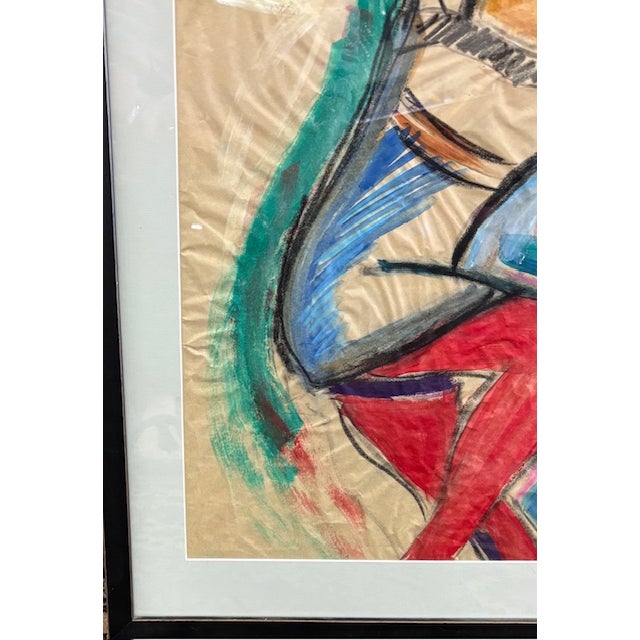 Vintage Goache Painting - The Dancer in Red Tights For Sale - Image 4 of 7