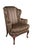 Queen Anne Vintage Baker Queen Anne Style Mahogany Silk Striped Wingback Library Club Chair For Sale - Image 3 of 15
