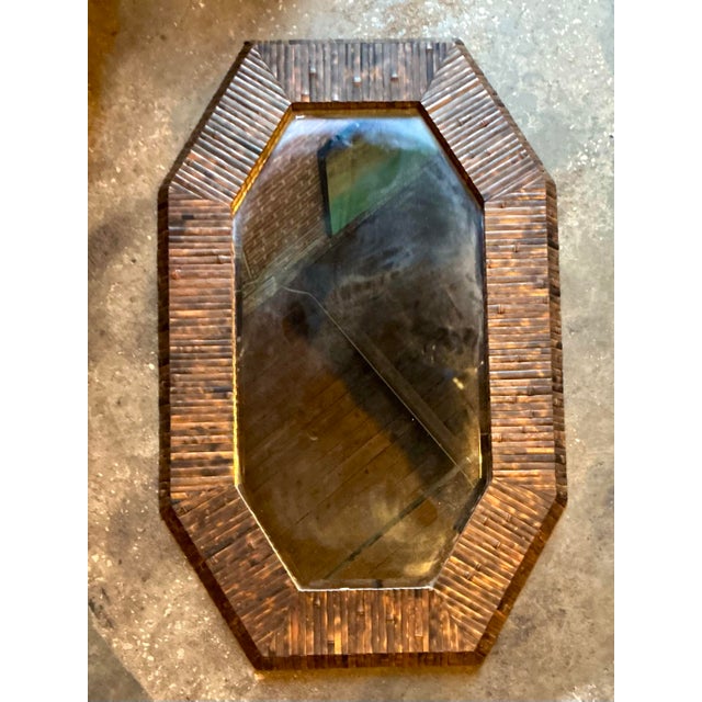 Late 20th Century Vintage Boho Harrison Van Horn Split Bamboo Octagon Mirror For Sale - Image 5 of 12
