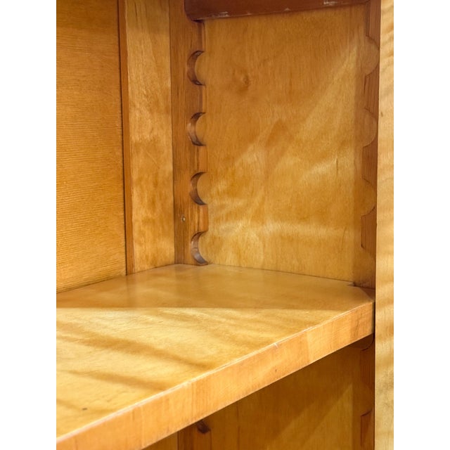 Wood Biedermeier Open Bookcases of Curly Maple With Ebonized Columns - Two Available For Sale - Image 7 of 16