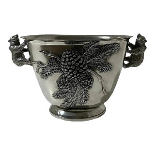 Large Cipolla Pewter Collectible Bear Wine Bucket Cooler From Gorsuch in Aspen For Sale