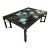 Black Lacquer Coffee Table With Large Turquoise Flower and Vine Motif by Baker Furniture For Sale