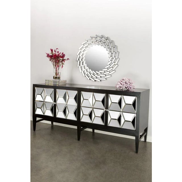 New 4 doors mirrored sideboard. There are 2 cabinet space inside, each has a shelf in the middle. In the style of...