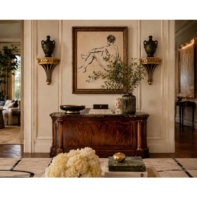 Pair of Large Vintage Gilt & Ebonized Wood Wall Brackets For Sale - Image 10 of 10