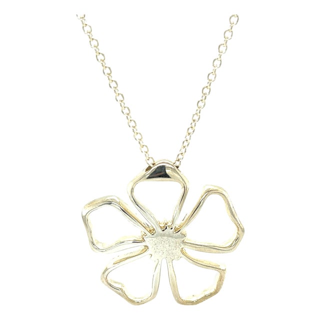Tiffany & Co. Sterling Silver Daisy Flower Pendant Necklace 24.59g For Sale
