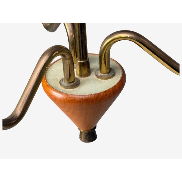 1950s Swedish Modern, Pendant Light, Brass, Glass, Teak For Sale - Image 9 of 10