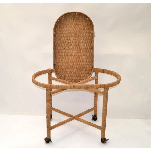 1960s Vintage Mario Lopez Torres Style Rope Wicker Rattan Serving Tray Table For Sale - Image 5 of 13
