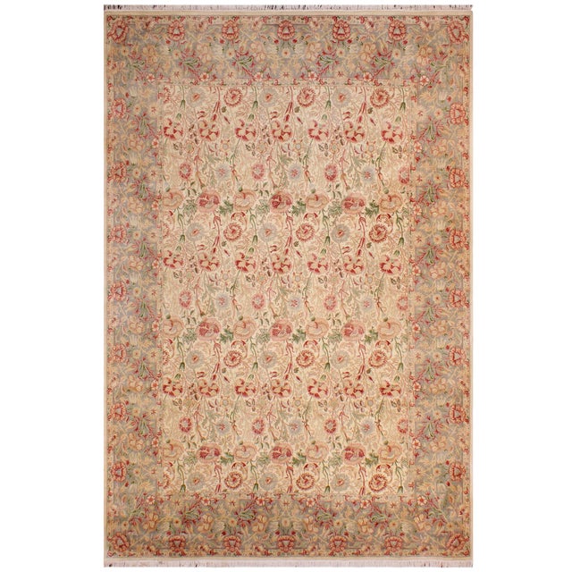 Shabby Chic 1990's Pak-Persian Beige/Gray Wool Rug - 9'0'' X 12'7'' For Sale - Image 9 of 9
