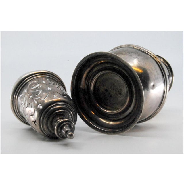 Silver Sprinkler with Smooth Body and Cut-Out Lid with Application For Sale - Image 10 of 11