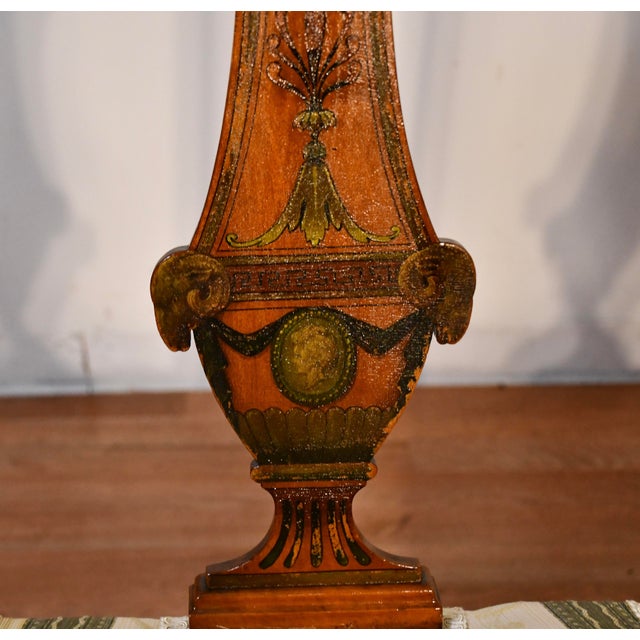 English 1900s Antique English Mahogany Hand Painted Side Chair For Sale - Image 3 of 12
