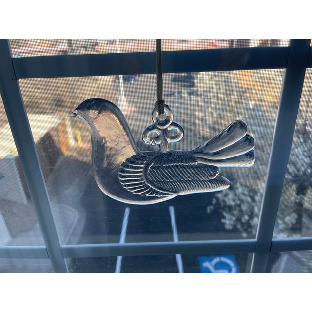 Mid-Century Modern Mid Century Swedish Kosta Boda Glass Dove Suncatcher For Sale - Image 3 of 3
