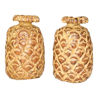 Vintage Sarreid Carved Pineapple Bookends - a Pair For Sale