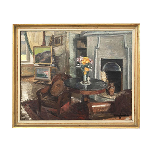 Swedish Artist, Interior, 1930s, Oil on Canvas, Framed