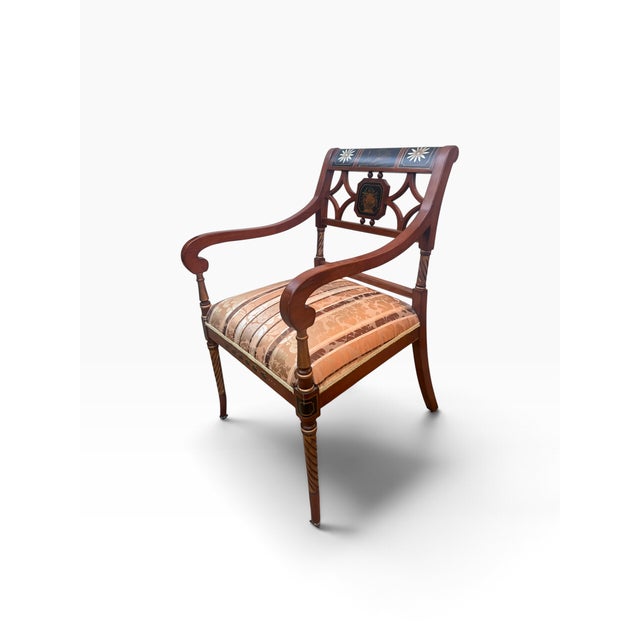 Regency Style Hand-Painted Neoclassical Armchairs, Pair For Sale - Image 9 of 18