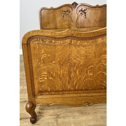 Vintage French Louis XVI Double Bed Frame in Oak For Sale - Image 4 of 13