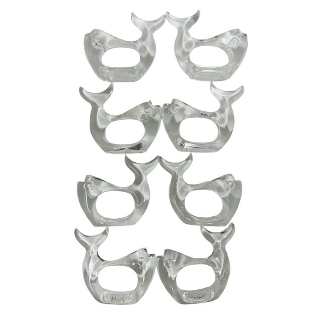 Bijan Vintage Mid Century Modern Bijan Lucite Fish Napkin Rings - Set of 8 For Sale - Image 4 of 8